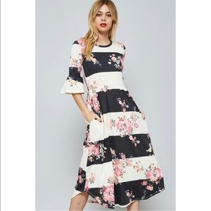 Reborn J Floral Stripe Dress